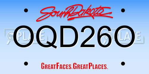 OQD26O South Dakota License Plate
