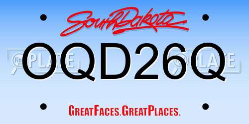 OQD26Q South Dakota License Plate