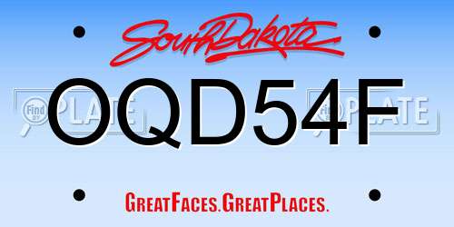 OQD54F South Dakota License Plate
