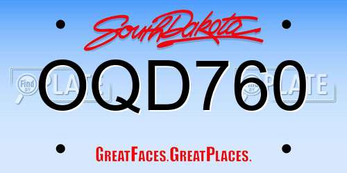 OQD760 South Dakota License Plate