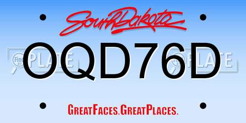OQD76D South Dakota License Plate