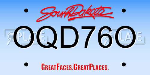 OQD76O South Dakota License Plate