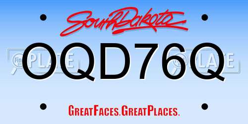 OQD76Q South Dakota License Plate
