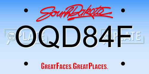 OQD84F South Dakota License Plate