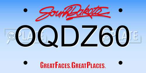 OQDZ60 South Dakota License Plate