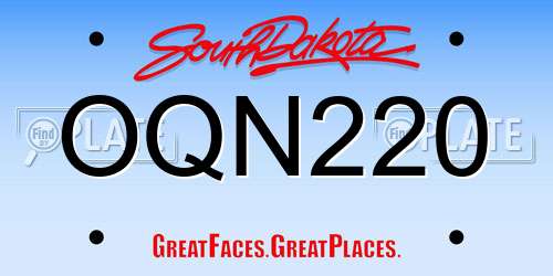 OQN220 South Dakota License Plate