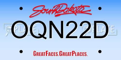 OQN22D South Dakota License Plate