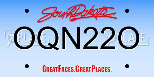 OQN22O South Dakota License Plate
