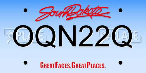 OQN22Q South Dakota License Plate