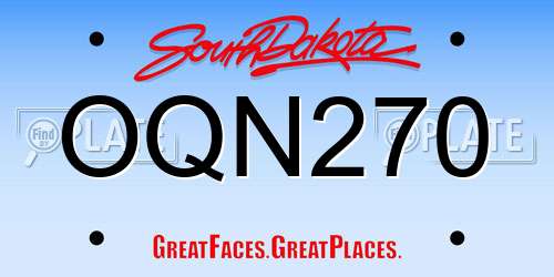 OQN270 South Dakota License Plate