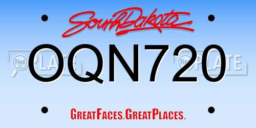 OQN720 South Dakota License Plate
