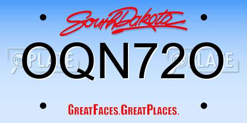 OQN72O South Dakota License Plate
