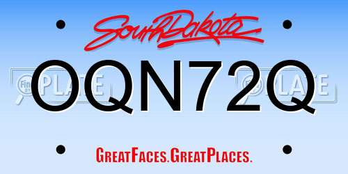 OQN72Q South Dakota License Plate