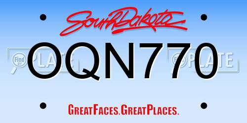 OQN770 South Dakota License Plate