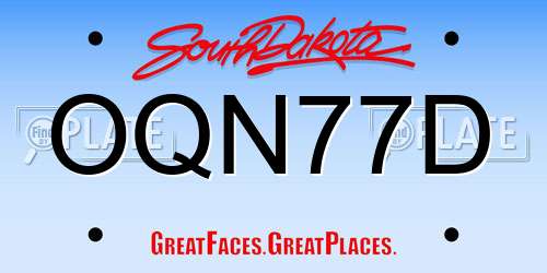OQN77D South Dakota License Plate