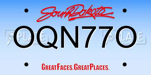 OQN77O South Dakota License Plate