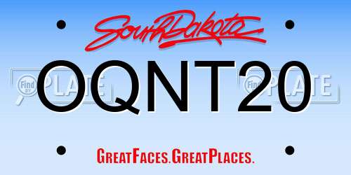 OQNT20 South Dakota License Plate