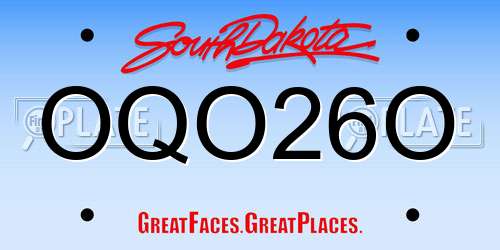 OQO26O South Dakota License Plate