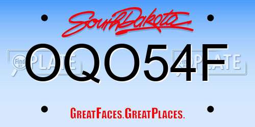 OQO54F South Dakota License Plate