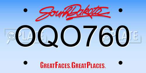 OQO760 South Dakota License Plate