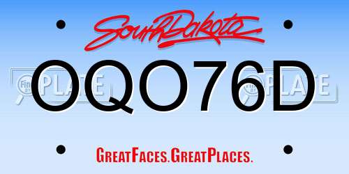 OQO76D South Dakota License Plate