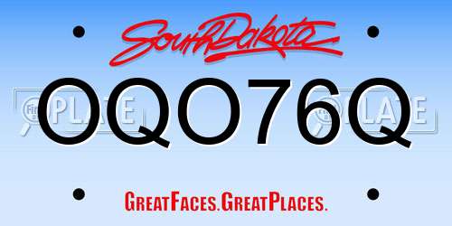 OQO76Q South Dakota License Plate