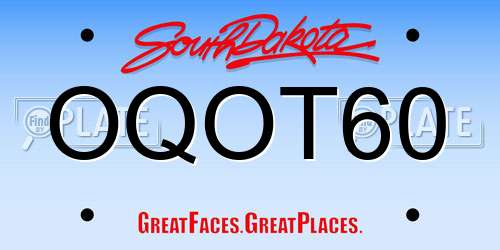 OQOT60 South Dakota License Plate