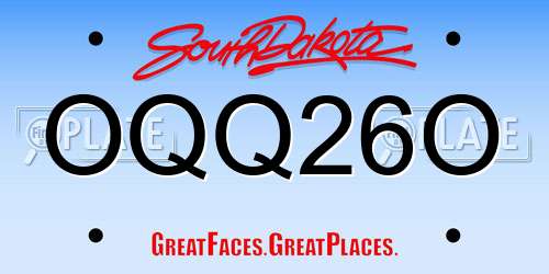 OQQ26O South Dakota License Plate