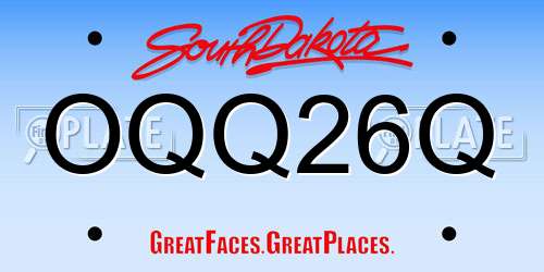 OQQ26Q South Dakota License Plate