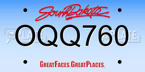 OQQ760 South Dakota License Plate