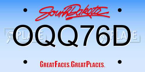 OQQ76D South Dakota License Plate