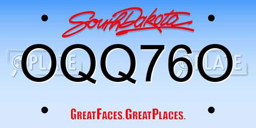 OQQ76O South Dakota License Plate