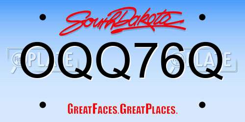 OQQ76Q South Dakota License Plate