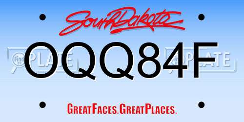 OQQ84F South Dakota License Plate