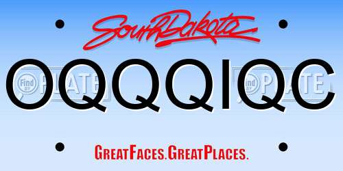 OQQQIQC South Dakota License Plate