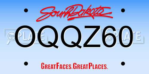 OQQZ60 South Dakota License Plate