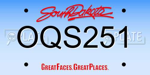 OQS251 South Dakota License Plate