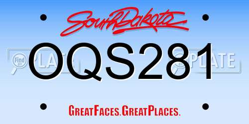 OQS281 South Dakota License Plate
