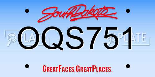 OQS751 South Dakota License Plate