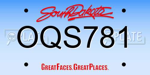 OQS781 South Dakota License Plate