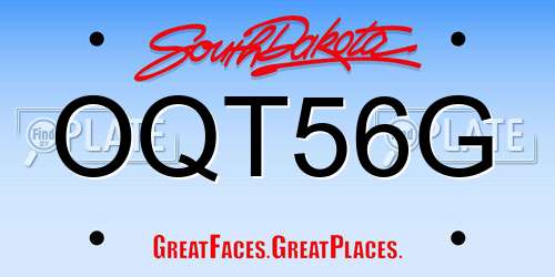 OQT56G South Dakota License Plate