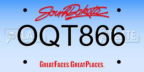 OQT866 South Dakota License Plate