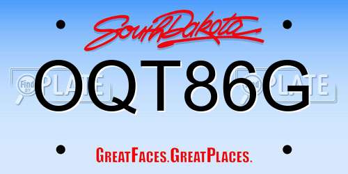 OQT86G South Dakota License Plate