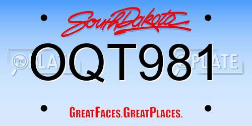 OQT981 South Dakota License Plate