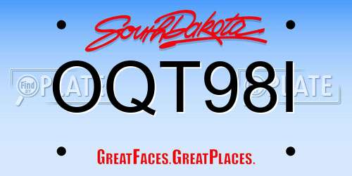 OQT98I South Dakota License Plate