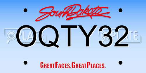 OQTY32 South Dakota License Plate