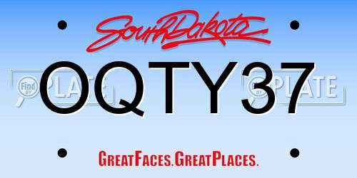 OQTY37 South Dakota License Plate
