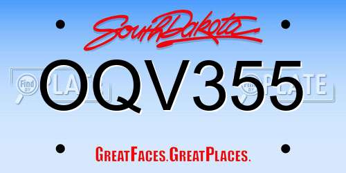 OQV355 South Dakota License Plate