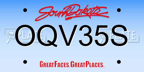 OQV35S South Dakota License Plate