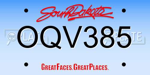 OQV385 South Dakota License Plate